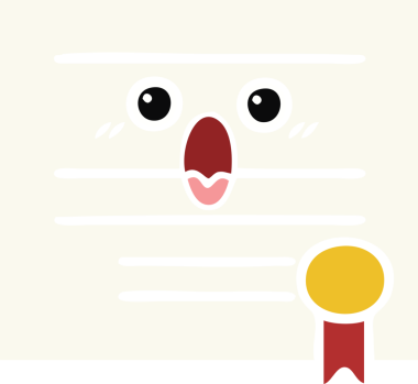 Bir insan tarafından çizilmiş mezuniyet diplomasının düz renkli retro karikatürü