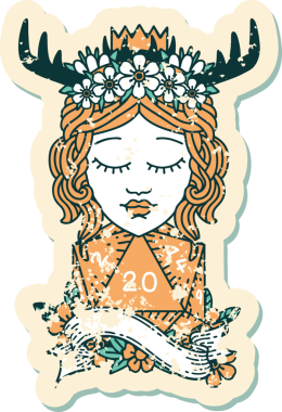 Retro Dövme Tarzı İnsan Druid Bir insan tarafından çizilmiş doğal yirmi zar ile