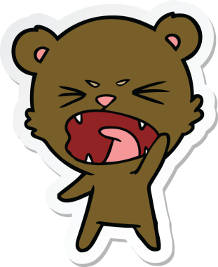 Bir insan tarafından çizilmiş kızgın bir çizgi film ayısının çıkartması.