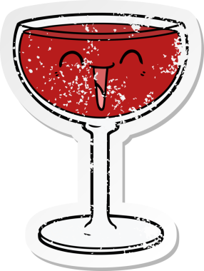 Bir insan tarafından çizilmiş karikatür şarap etiketi.