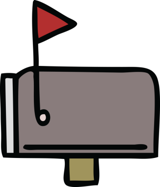 Bir insan tarafından çizilmiş şirin bir posta kutusu karikatürü.