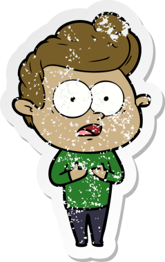 Bir insan tarafından çizilmiş, kederli bir çizgi film çıkartması.