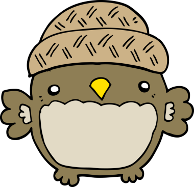 Bir insan tarafından çizilmiş şapkalı sevimli baykuş.