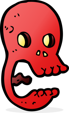 Bir insan tarafından çizilmiş komik bir kafatası.