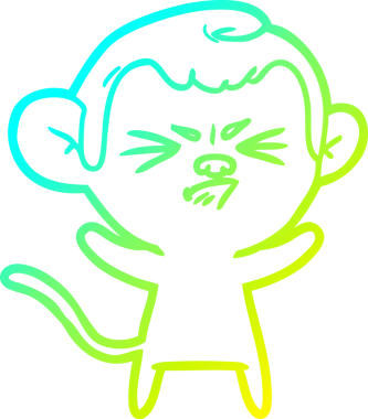 Bir insan tarafından çizilmiş, sinir bozucu bir maymunun soğuk çizgi çizimi.