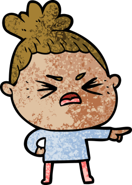 Bir insan tarafından çizilmiş kızgın bir kadın.