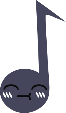 Bir insan tarafından çizilmiş bir notanın düz renkli retro karikatürü