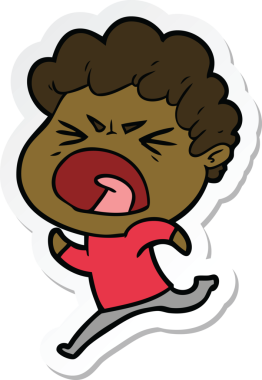 Bir insan tarafından çizilmiş öfkeli bir adamın karikatür çıkartması.