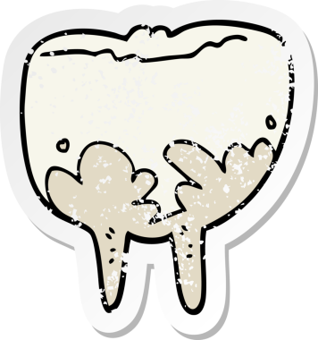 Bir insan tarafından çizilmiş bir çizgi film dişinin sıkıntılı çıkartması.