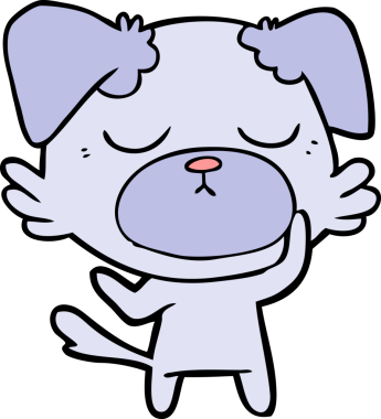 Bir insan tarafından çizilmiş şirin bir çizgi film köpeği.