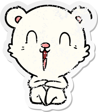 Bir insan tarafından çizilmiş mutlu bir kutup ayısının sıkıntılı çıkartması.