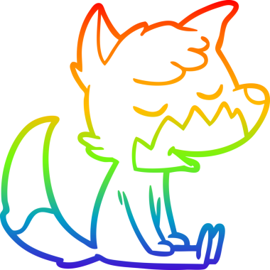 Bir insan tarafından çizilmiş dost canlısı bir tilkinin çizdiği gökkuşağı gradyanı çizimi