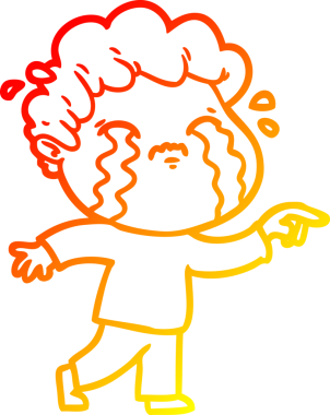 Bir insan tarafından çizilmiş ağlayan bir çizgi film karakteri çizimi.