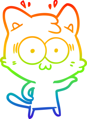 gökkuşağı gradyan çizgi çizimi bir insan tarafından çizilmiş sürpriz bir kedi