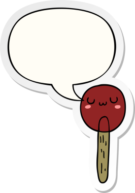 Bir insan tarafından çizilmiş konuşma balonu çıkartmalı çizgi film lolipopu.