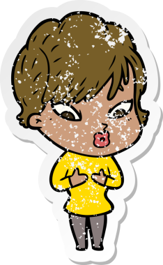 Bir insan tarafından çizilmiş karikatür bir kadının sıkıntılı çıkartması.