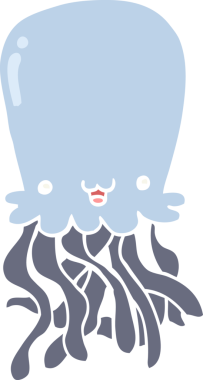 Bir insan tarafından çizilmiş düz renk çizgi film ahtapotu