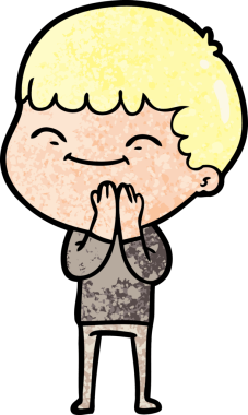 Bir insan tarafından çizilmiş mutlu çocuk çizgi filmi.