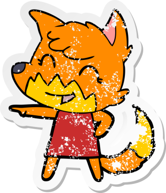 Bir insan tarafından çizilmiş mutlu bir tilkinin sıkıntılı çıkartması.