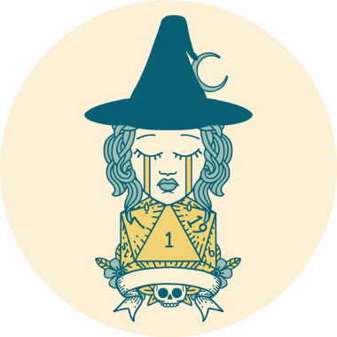 Retro Dövme Tarzı Ağlayan İnsan Cadısı Bir insan tarafından çizilmiş doğal bir rulo