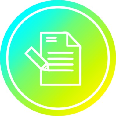 Bir insan tarafından çizilen serin gradyan bitiş ile belge dairesel simgesi yazılıyor