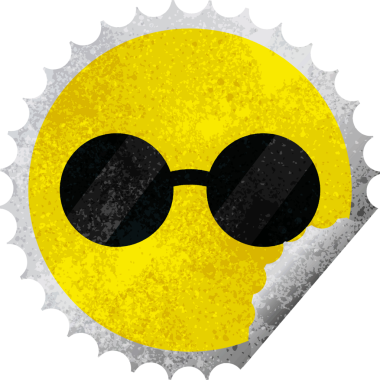 Bir insan tarafından çizilmiş güneş gözlüğü grafik vektör illüstrasyon yuvarlak etiket