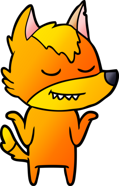 Bir insan tarafından çizilmiş tilki çizgi film karakteri