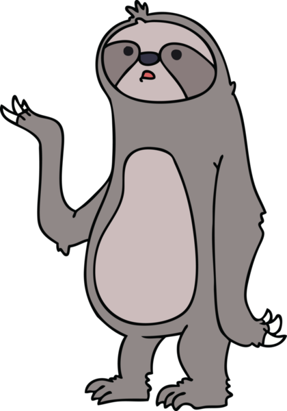 Bir insan tarafından çizilmiş garip bir çizgi film tembel hayvanı.