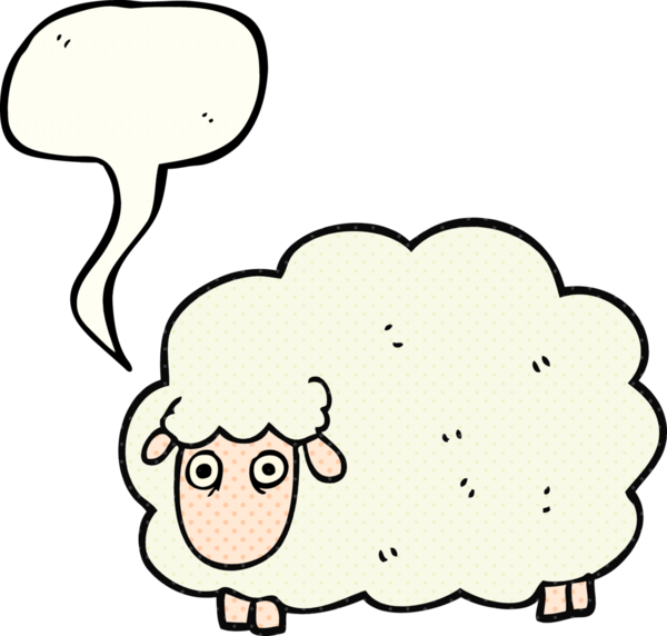 El yazısıyla çizilmiş çizgi roman konuşma balonu osuruklu koyun bir insan tarafından çizilmiş.