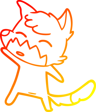 Bir insan tarafından çizilmiş bir tilkinin sıcak çizgi çizimi