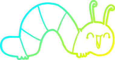 Bir insan tarafından çizilmiş mutlu bir tırtılın soğuk çizgi çizimi.
