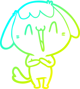 Bir insan tarafından çizilmiş şirin bir çizgi köpeğin soğuk gradyan çizgisi.