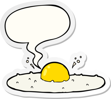Bir insan tarafından çizilmiş konuşma kabarcığı etiketli kızarmış yumurta.