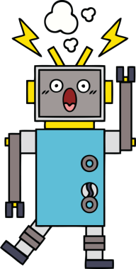 Bir insan tarafından çizilmiş arızalı bir robot çizimi.