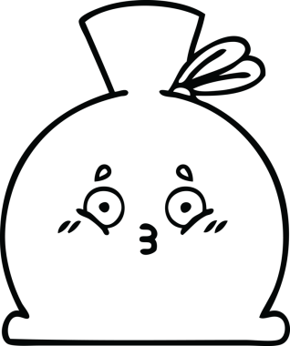 Bir insan tarafından çizilmiş çuval karikatürü.