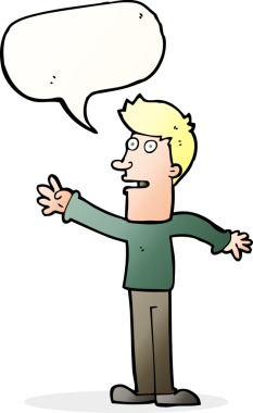 Bir insan tarafından çizilen konuşma baloncuğuyla uzanan çizgi film adamı.