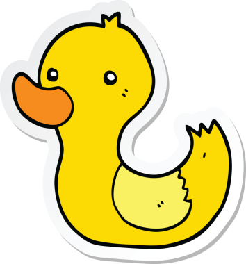 Bir insan tarafından çizilmiş bir ördeğin çıkartması.