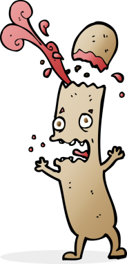 Bir insan tarafından çizilmiş az pişmiş sosis çizgi filmi.