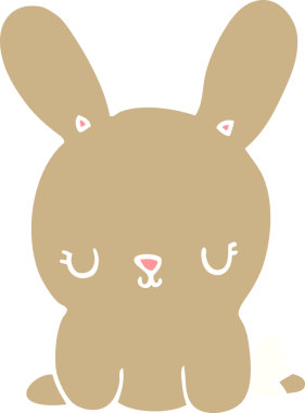 Bir insan tarafından çizilmiş düz renk çizgi film tavşanı.