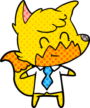 Bir insan tarafından çizilmiş tilki çizgi film karakteri