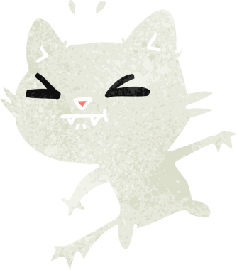 Bir insan tarafından çizilmiş sevimli kawaii kedisinin serbest çizimi.