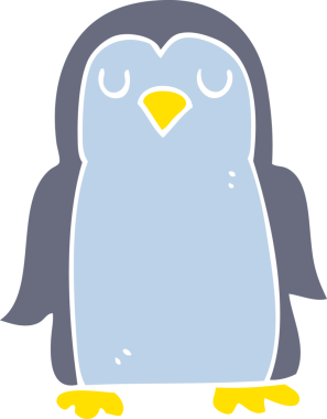 Bir insan tarafından çizilen düz renkli penguen çizimi