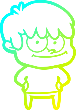 Bir insan tarafından çizilmiş mutlu bir çizgi film karakteri çizimi.