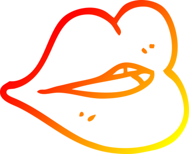 Bir insan tarafından çizilen kırmızı dudakların sıcak çizgi çizimi