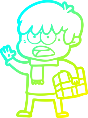 Bir insan tarafından çizilmiş endişeli çizgi film çocuğunun soğuk gradyan çizgisi.