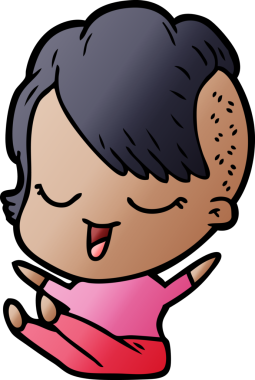 Bir insan tarafından çizilmiş mutlu çizgi film kızı.