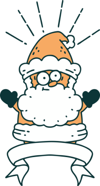 Bir insan tarafından çizilmiş dövme stili Noel Baba karakterli parşömen.