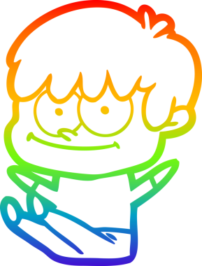 gökkuşağı gradyanı çizimi bir insan tarafından çizilmiş mutlu bir çizgi film adamı