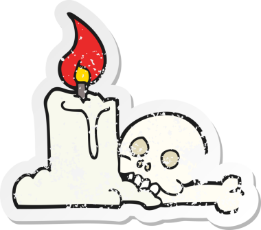 Bir insan tarafından çizilmiş garip bir kafatası ve mumun gerilimli yapıştırması.