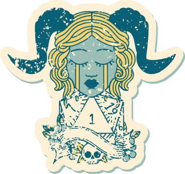 Retro Dövme Biçimi Ağlama Ağlama Doğal bir D20 zar atışıyla bir insan tarafından çizilmiş